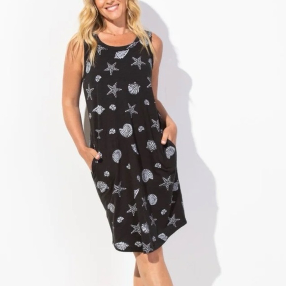 Escape by Habitat  Black Shell Tank Dress  NWT